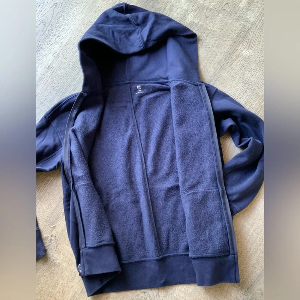 GAP Navy Zipper Up Hoodie Kids Large (10)